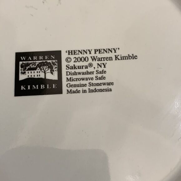 Henny Penny 2000 Warren Kimble Sakura NY 8 Inch Round Stoneware Decorator Plate - Picture 5 of 5
